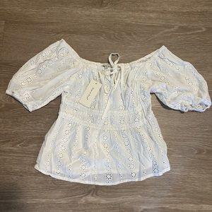 Islet white puff sleeve crop top